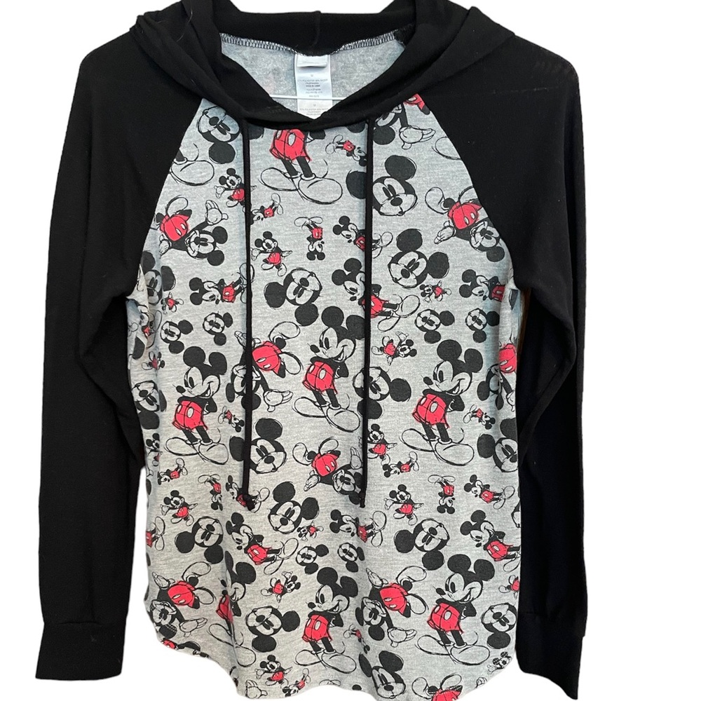 Mickey Mouse Gray and Black Hoodie Women’s Size Medium